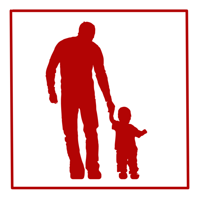website graphic of cartoon male and small child