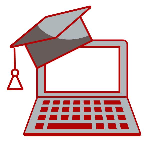 graphic illustration of computer and graduation cap on top