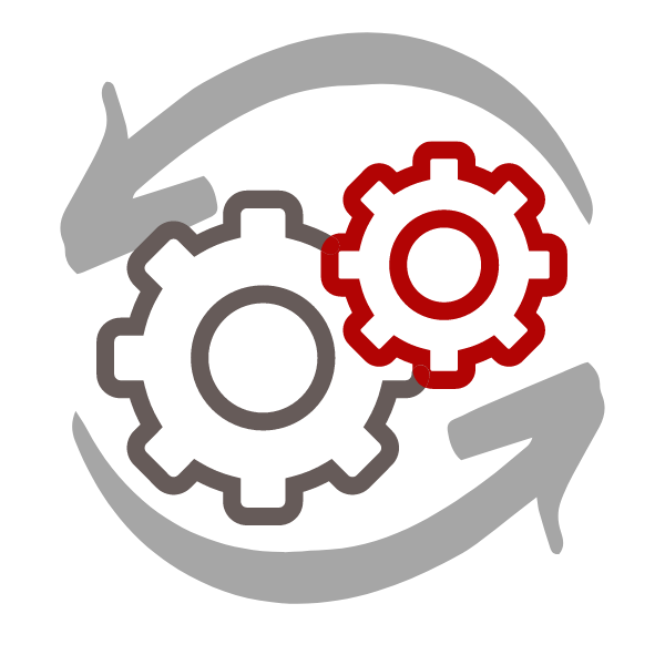 graphic illustration of arrows pointing around wheel gears