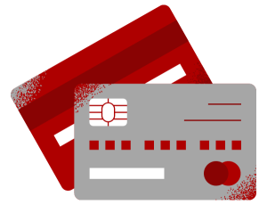 Graphic illustration of two credit cards. 