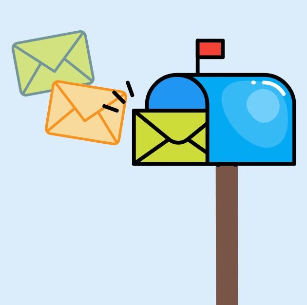graphic of a mailbox with three envelopes