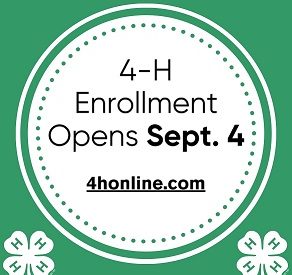 4-H re-enrollment for 2024-2025 begins Wednesday, September 4th