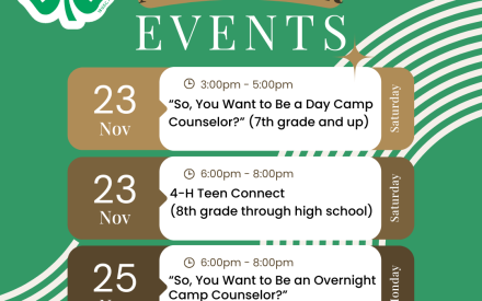 List of November events with green background and 4-H logo