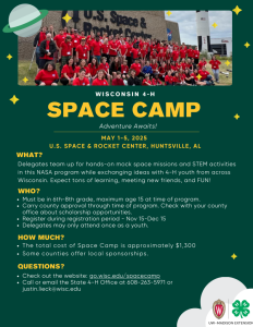 Space Camp funding available from 4-H Leaders Association