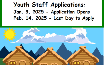 Apply Now: Wash Co Summer Camp Youth Staff Applications: Jan 3, 2025 - Application Open; Feb 14, 2025 - last day to apply