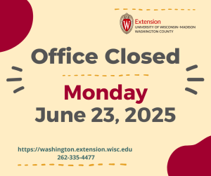 The Extension Office will be closed Monday, June 23