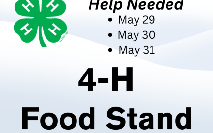 4-H Food Stand opportunity: May 29-31, 2026