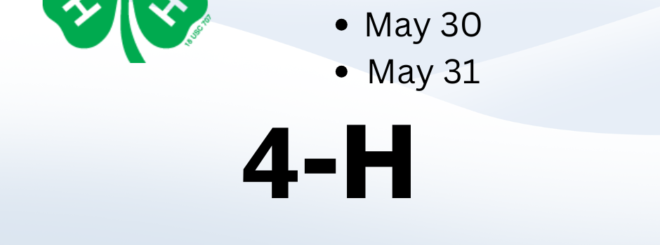 Help needed May 29, 30, 31 4-H Food Stand