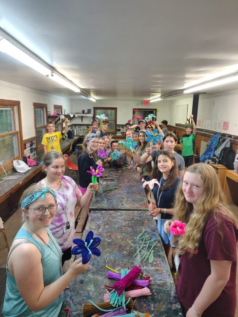 children creating craft items