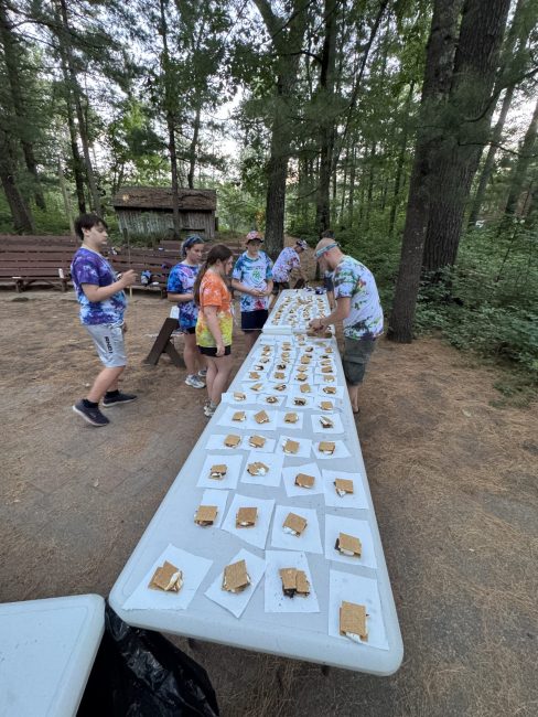 snack tables with children gathered