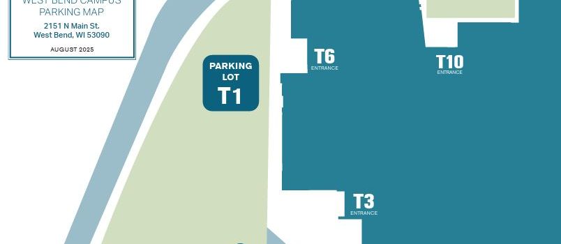 map showing location of MPTC parking lot T1